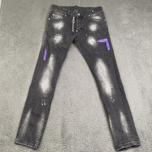 Dsquared2 Jeans Mens 30 Black Distressed Paint Splatter Slim Fit Made in Italy